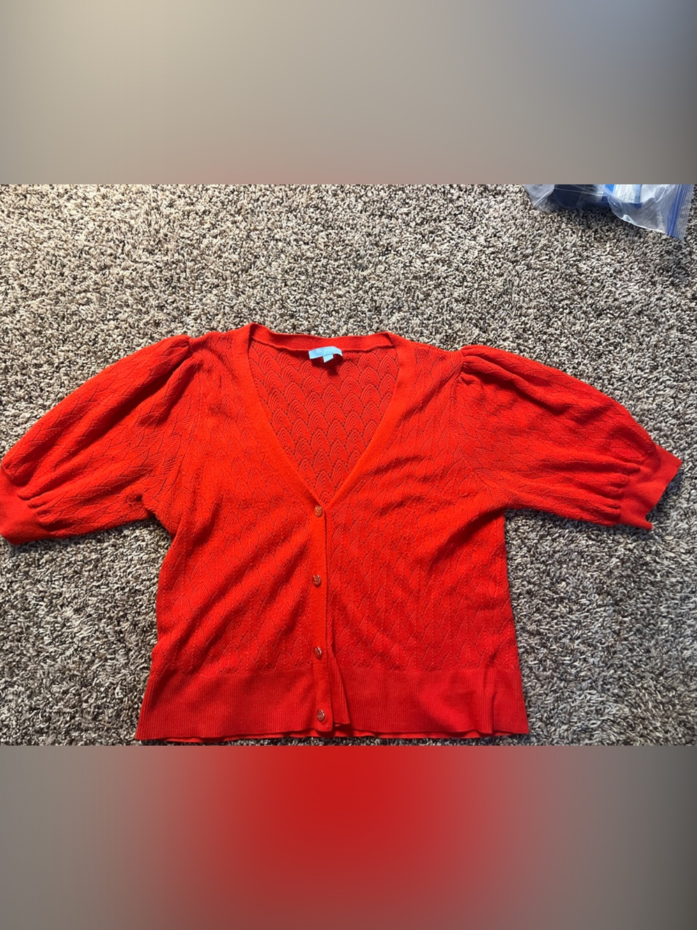 Draper James Burnt Orange  V-Neck Button Cardigan